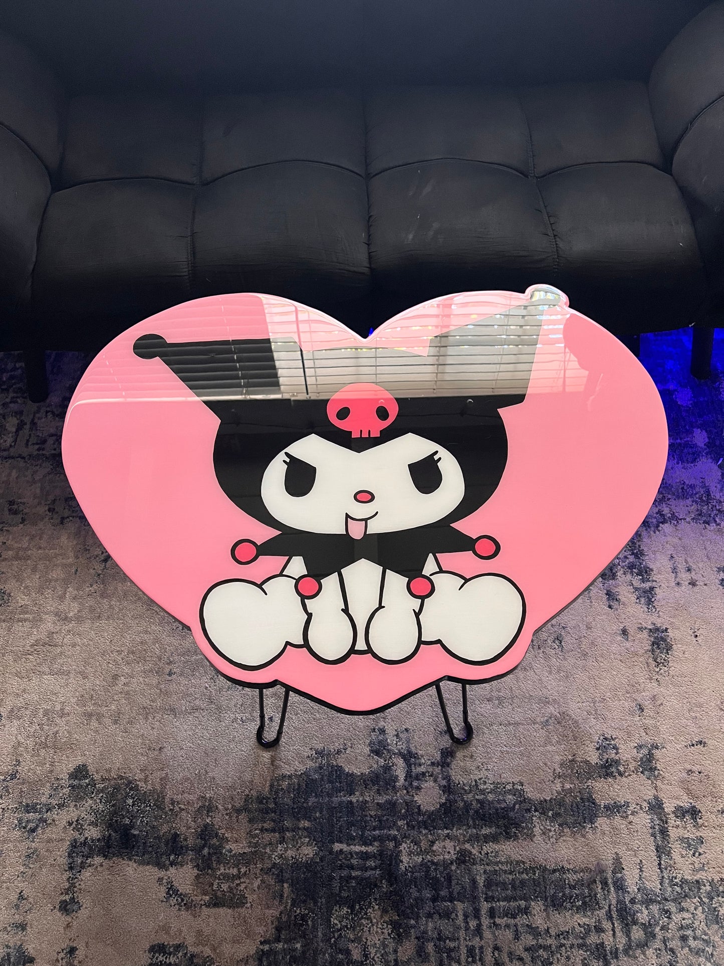 Kuromi Heart Coffee Table + 2 Coasters