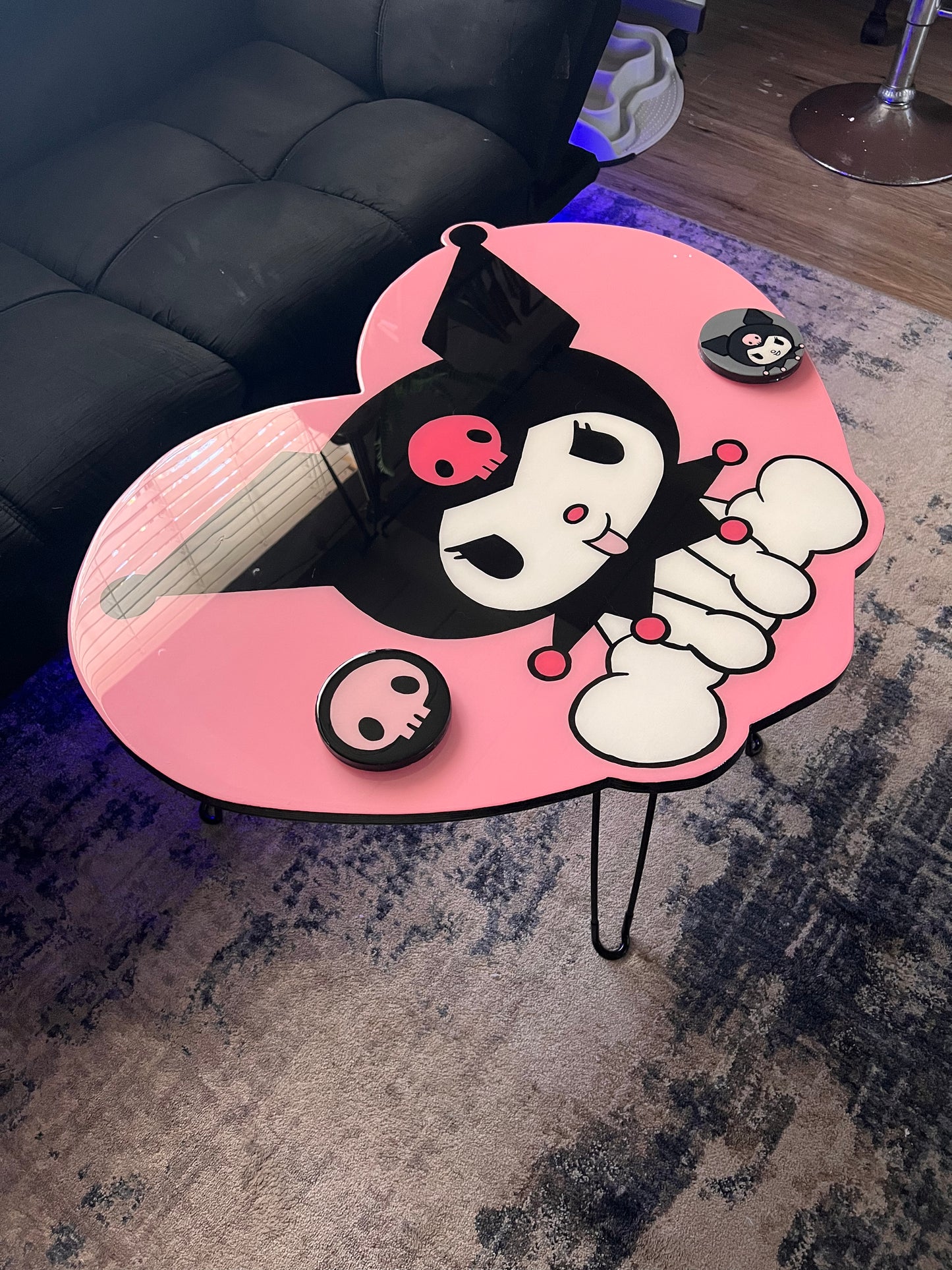 Kuromi Heart Coffee Table + 2 Coasters