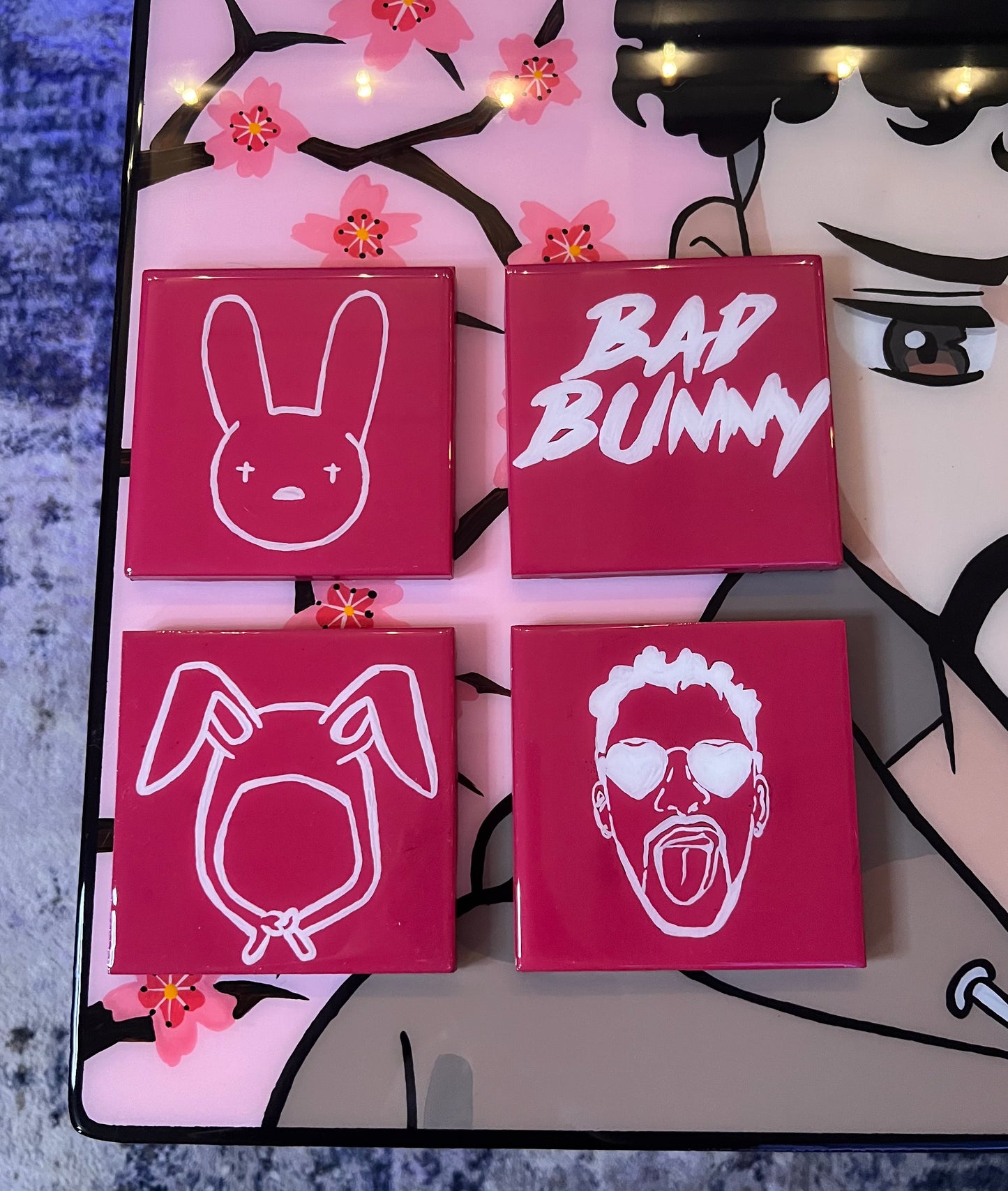 Bad Bunny Coffee Table + Coasters