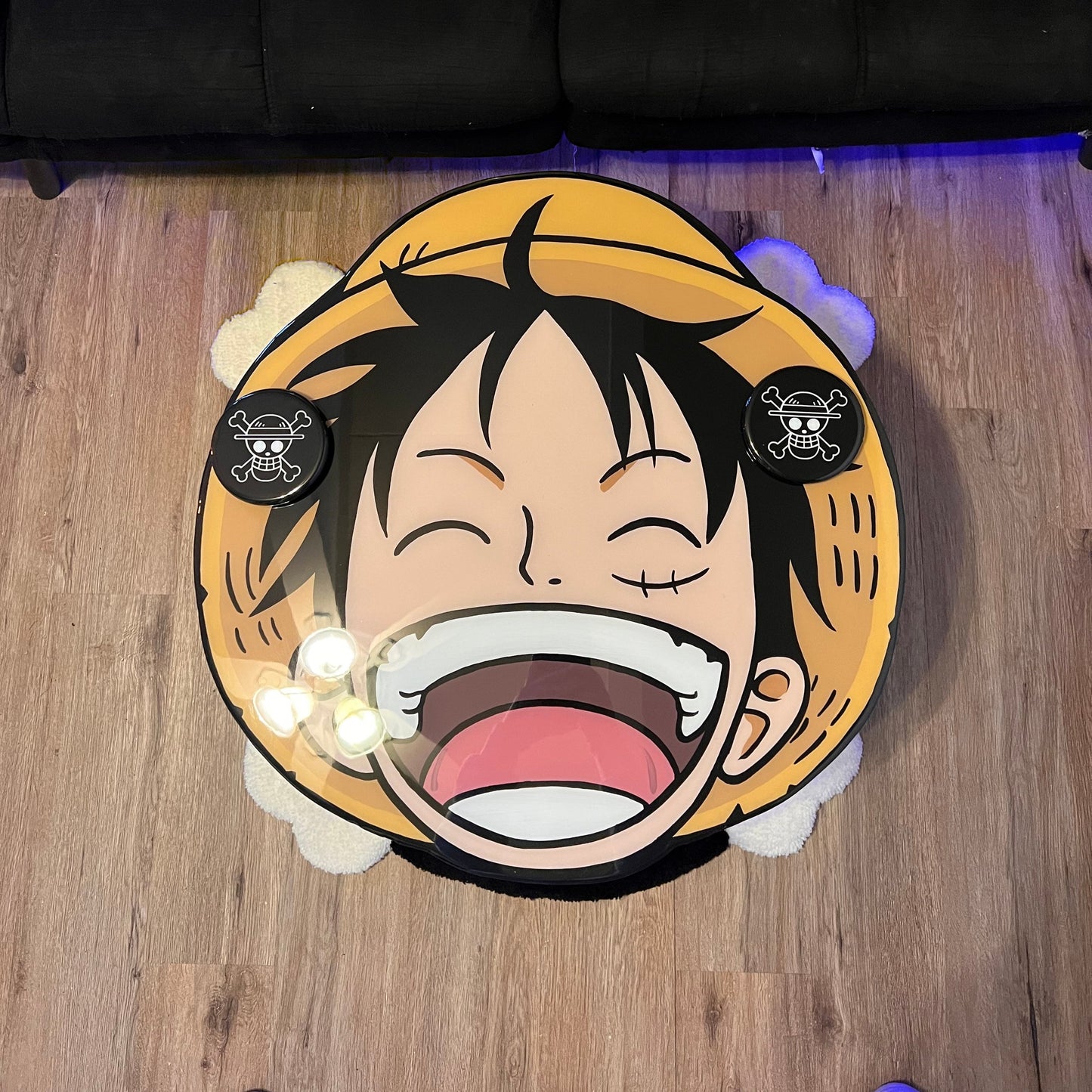 One Piece Coffee Table, Rug & Coasters