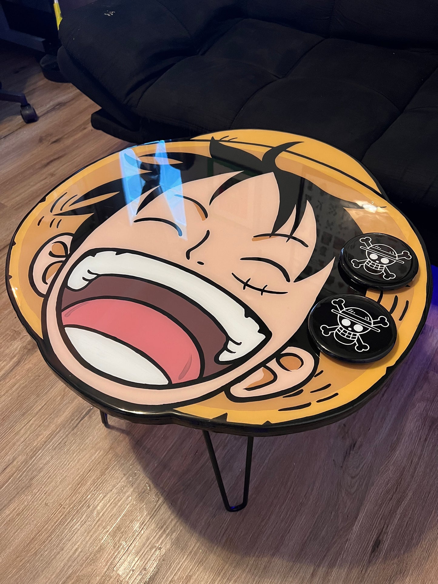 One Piece Coffee Table, Rug & Coasters