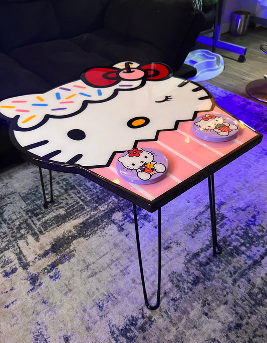 Hello Kitty Cupcake Coffee Table + 2 Coasters